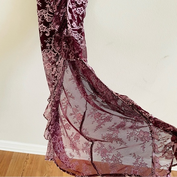 Wayf Red Plunge Neck Maxi Dress with Flutter Sleeves - Picture 7 of 15